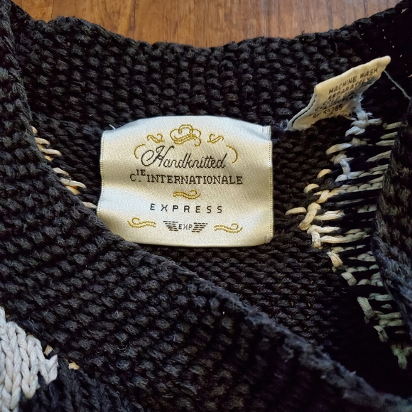 Vintage Express Internationale Handknitted Sweater Black Chunky Cable Knit Small - Picture 4 of 9